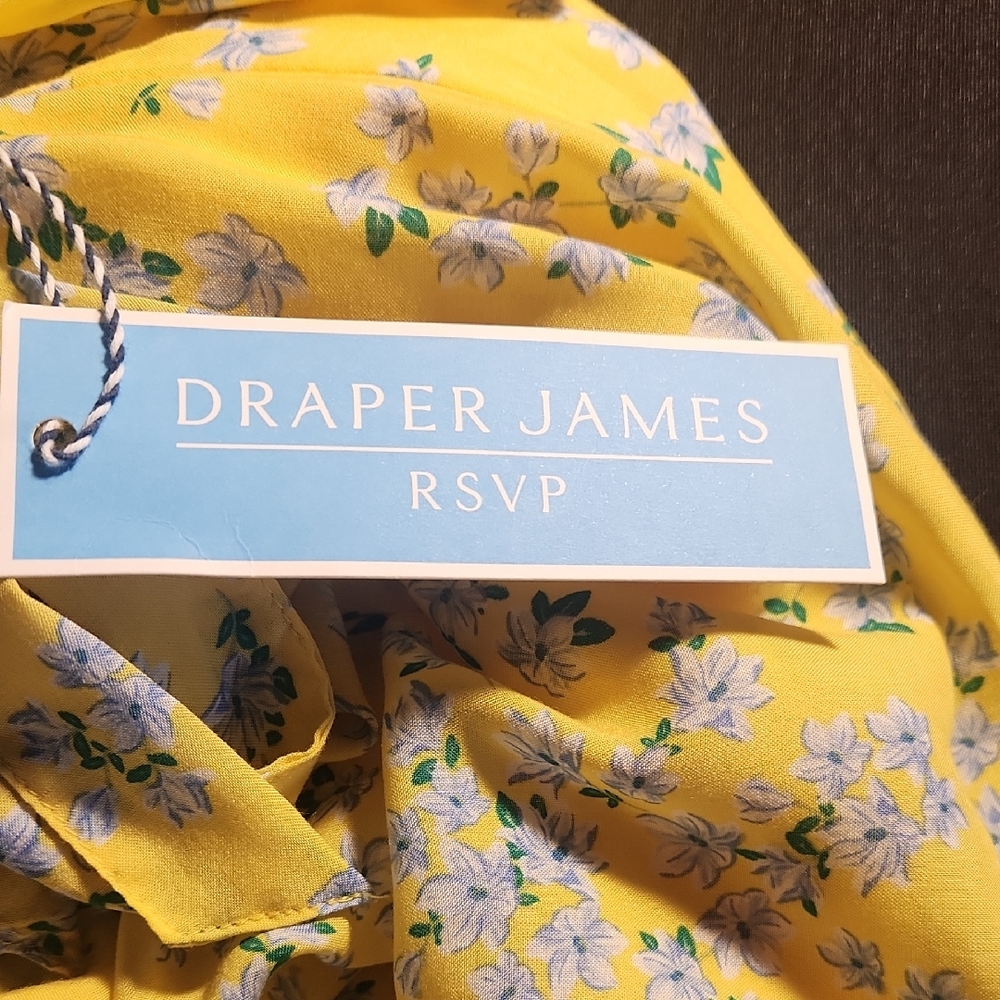 Draper James RSVP Yellow Floral Wrap Midi Dress Size S Southern Belle Feminine - Picture 6 of 10